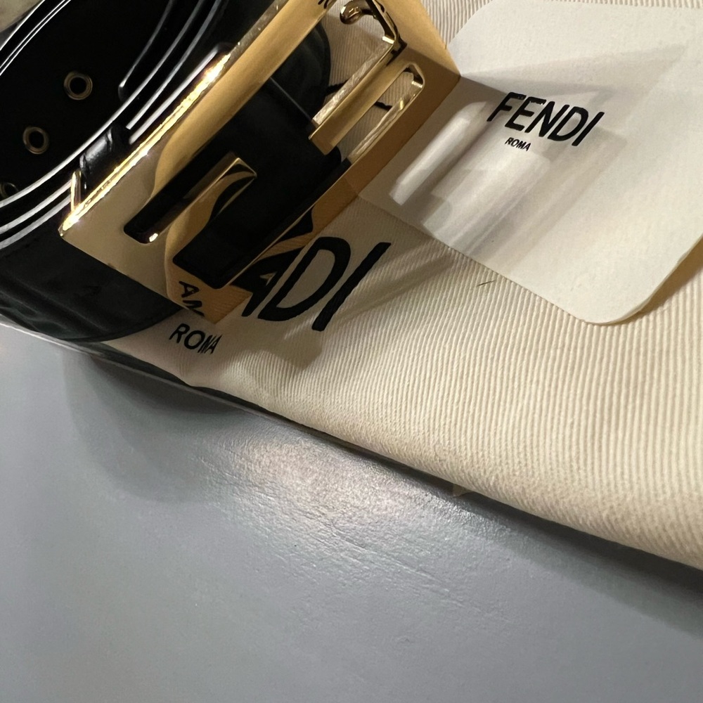 Fendi Black and Gold Belt- Authentic